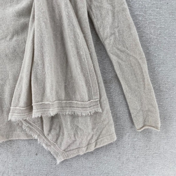Kinross 100% Cashmere Cardigan Sweater Women XS Open Front Draped Ivory Coastal‎ - Picture 4 of 14